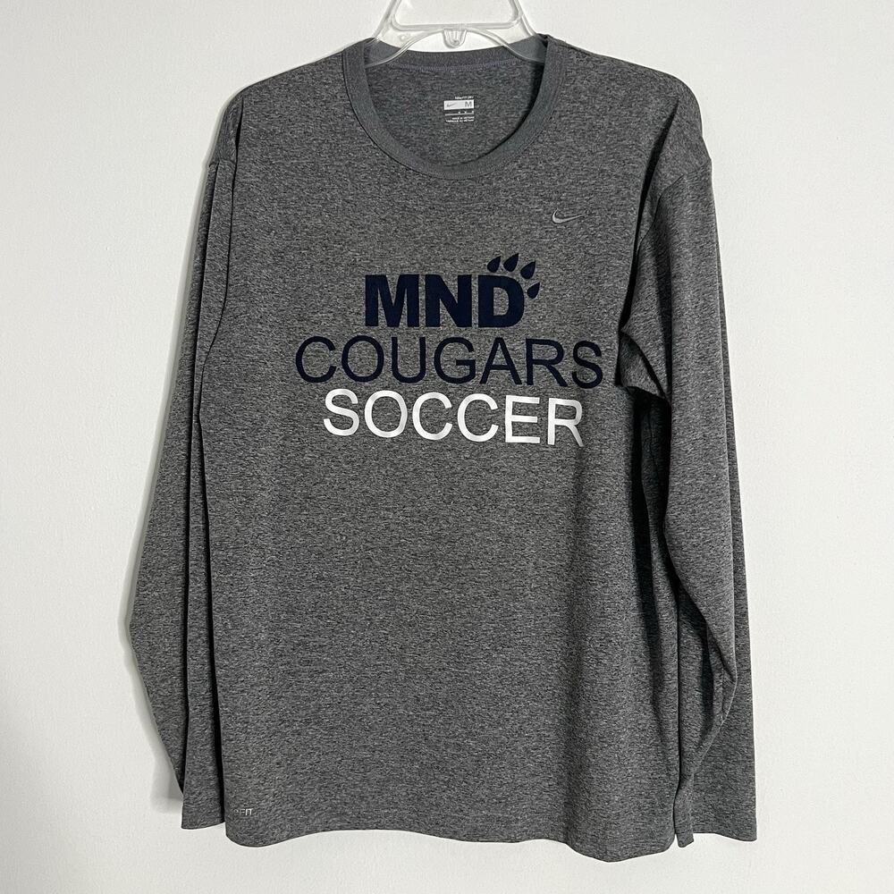 Nike MND Cougars Soccer Long Sleeve Gray Sz M Nike Fit Dry T-Shirt ⚽️ Athletic